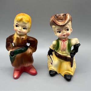 Rare Japan Cowgirl Salt And Pepper Shakers Wild West